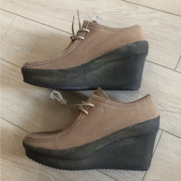 Geox x Patrick Cox Suede Wedge Heel Shoes in Beige Size 39EU Made in Italy - Picture 7 of 10